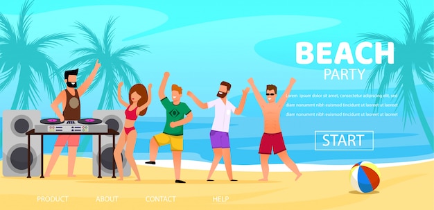 Plik wektorowy dj graj muzykę na zewnątrz w beach party illustration