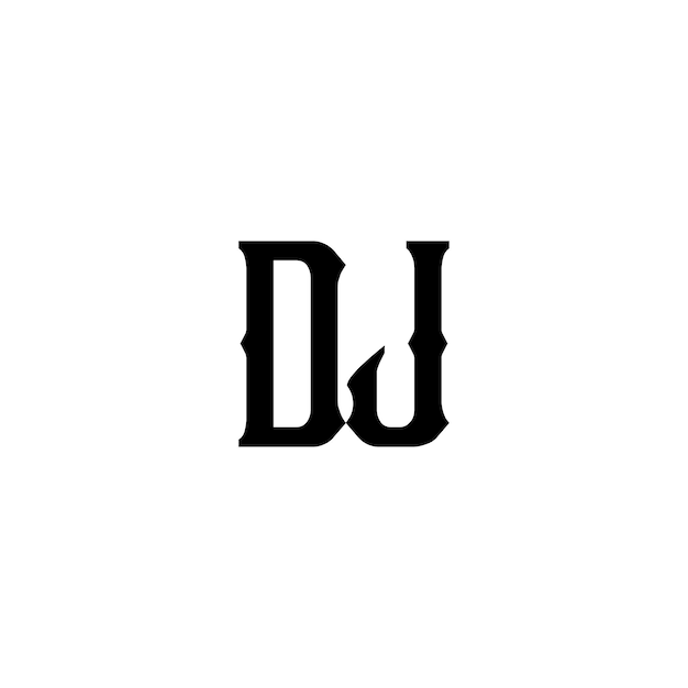 Plik wektorowy dj monogram logo projekt litera tekst nazwa symbol monochromatyczny logotyp znak alfabetu proste logo