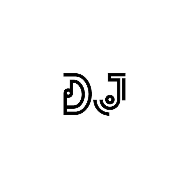 Plik wektorowy dj monogram logo projekt litera tekst nazwa symbol monochromatyczny logotyp znak alfabetu proste logo