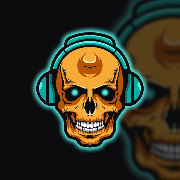 Plik wektorowy dj skull head logo esport