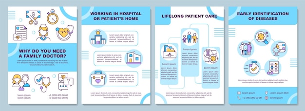 Plik wektorowy dlaczego potrzebujesz szablonu ulotki lekarza rodzinnego. pracujący szpital.