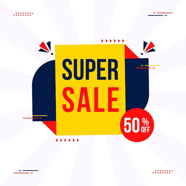 do 50 procent zniżki na baner z ofertą super wyprzedaży