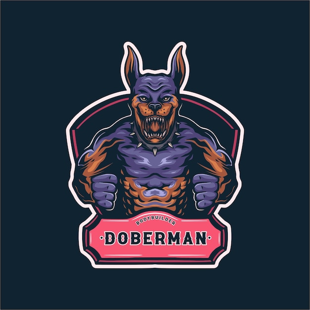 Doberman Bodybuilder Wektorowe Logo