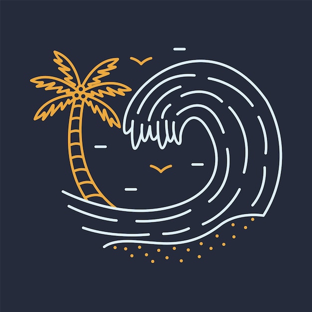 Dobra fala na letnim projekcie graficznym ilustracji wektorowych sztuki tshirt