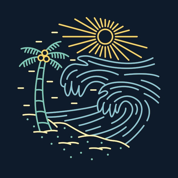 Dobre fale na letnim projekcie graficznym ilustracji wektorowych sztuki tshirt