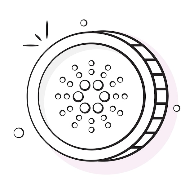 Dobrze zaprojektowana ikona wektorowej konstrukcji monety kryptowaluty cardano