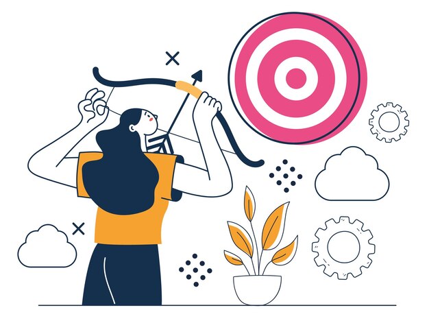Docelowa koncepcja zarządzania finansami marketingowymi koncepcja płaskiej grafiki ilustracja