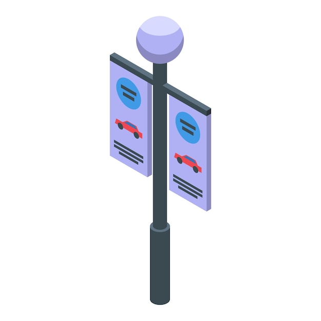 Plik wektorowy dodaj ikonę kolumny ulicznej wektor izometryczny dealer samochodowy