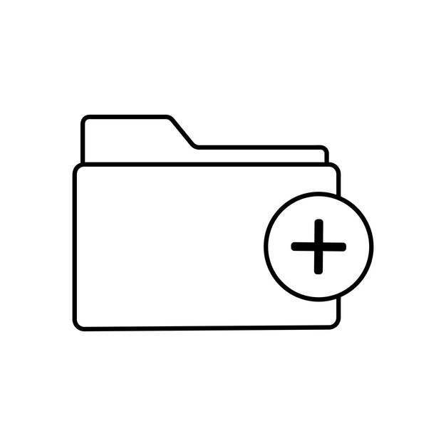 Dodanie pliku, folderu, linii, ikony wektorowej, symbolu graficznego, izolowanego znaku, projektu ikony internetowej