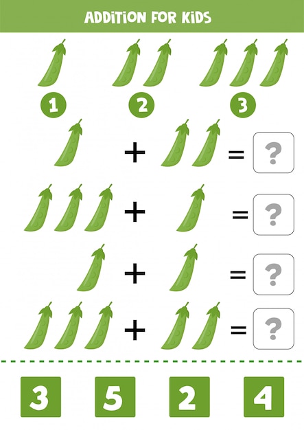 Dodatek Dla Dzieci Z Groszkiem Kreskówkowym. Edukacyjna Gra Matematyki.