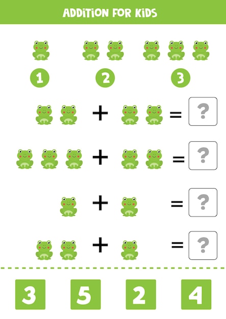 Dodatkowa Gra Z Uroczą Kreskówkową żabą Matematyka Dla Dzieci