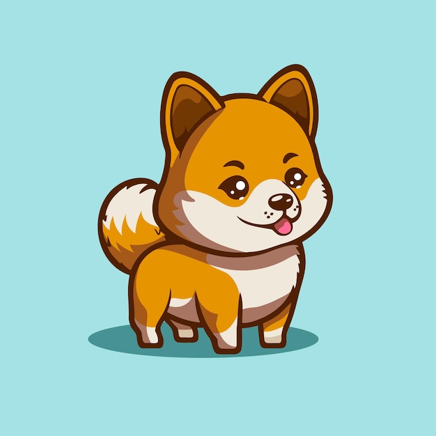 Dog Sitting Cartoon of Cute Shiba Inu Cartoon Concept Izolowany Premium Flat Cartoon Style.