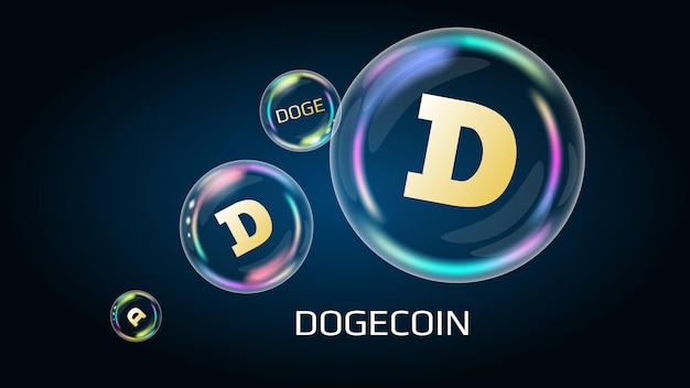 Plik wektorowy dogecoin doge token symbol w bańce mydlanej piramida finansowa pęknie wkrótce i zniszczy ilustrację wektorową