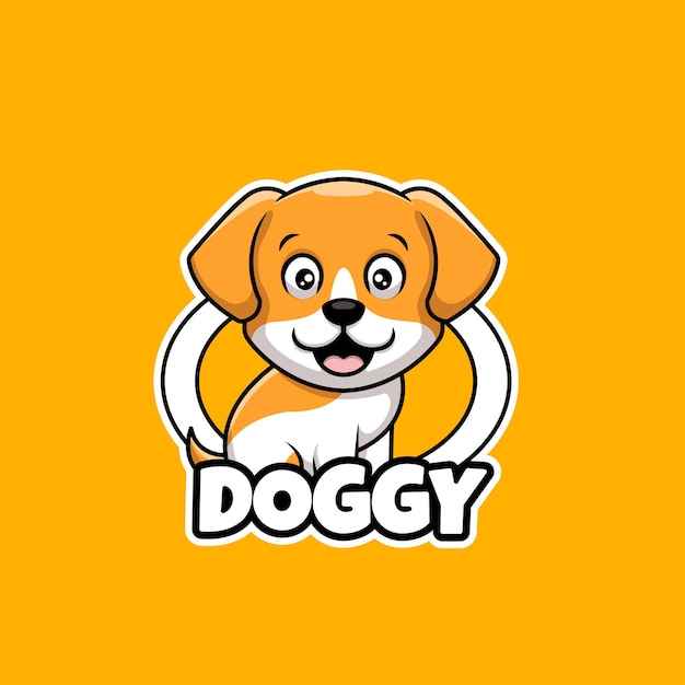 Doggy Cute Pet Care Shop Cartoon Kreatywne Projektowanie Logo