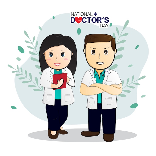 Plik wektorowy doktor charakter kreskówki tło plakat projektowanie dla narodowego dnia s lekarza