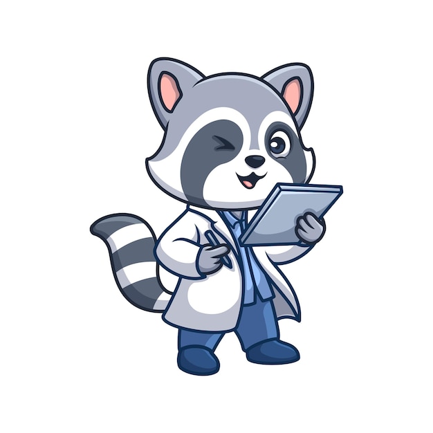 Plik wektorowy doktor raccoon słodki kreskówka