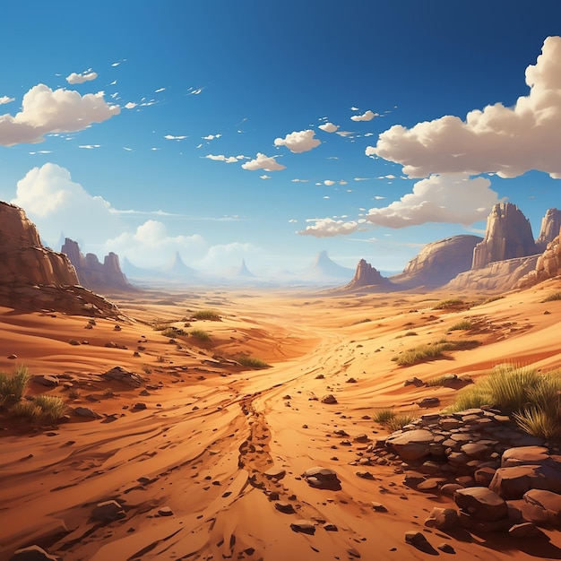 Plik wektorowy dolina arizony pustynia panorama gra ameryka fantastyczna scena krajobrazu tapeta formacja wydm piaszczystych