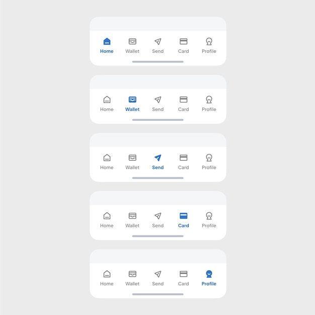 Dolna nawigacja UI Mobile App Design Nowoczesny minimalny interfejs