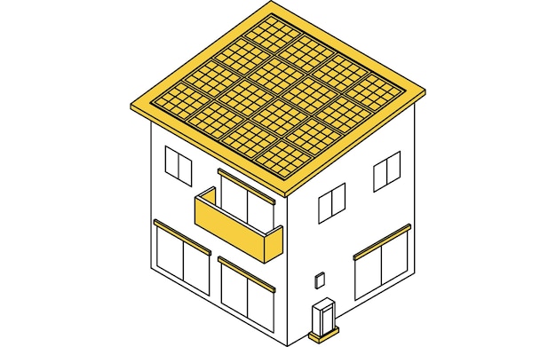 Plik wektorowy dom do renowacji z panelami słonecznymi do wytwarzania energii fotowoltaicznej