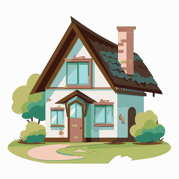 Plik wektorowy dom rysunkowy z brązowym dachem i brązowym dachem.