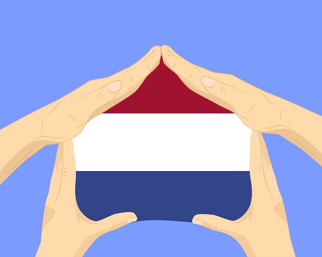 Plik wektorowy dom z holenderską flagą pomysł mieszkalny lub inwestycyjny dom i koncepcja domu