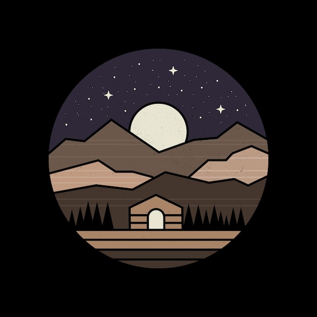 Plik wektorowy domek w koszulce wektorowej w świetle księżyca