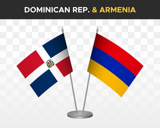 Dominikana Vs Armenia Biurko Flagi Makieta 3d Wektor Ilustracja Tabeli Flagi