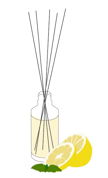 Plik wektorowy domowa aromaterapia ilustracja wektorowa na białym tle dyfuzor z pałeczkami o zapachu cytryny cytrusowej