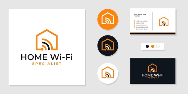 Domowa Usługa Wi-fi, Logo Inteligentnego Domu I Szablon Projektu Wizytówki