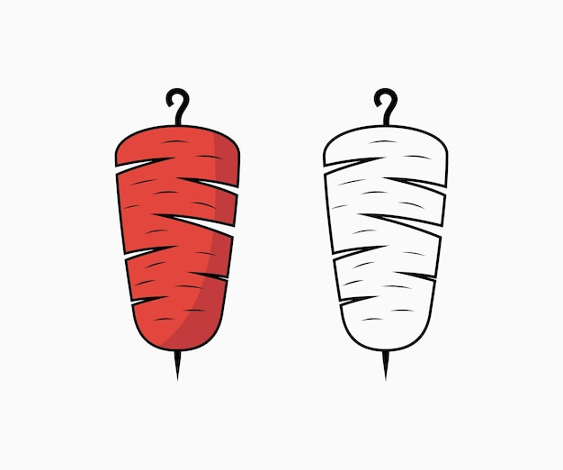 Doner Kebab Vintage Icon Template Doner Shawarma Wektor Na Białym Tle