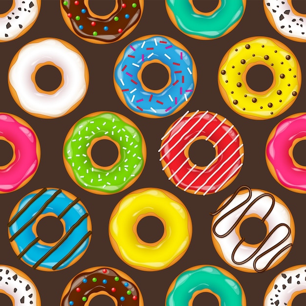 Donut begel z kremowe ciasteczka ciasteczko zestaw słodki deser z cukrem karmel smaczne śniadanie