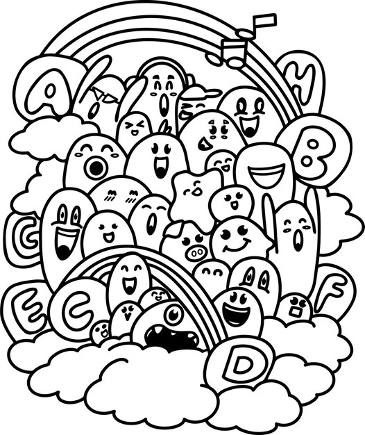 Doodle Alfabet Ikona Wektor