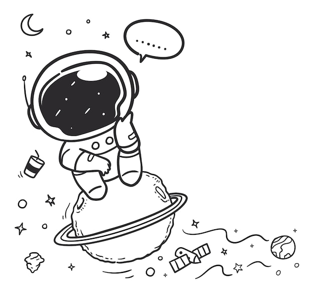 Doodle astronauta marzy na niebie