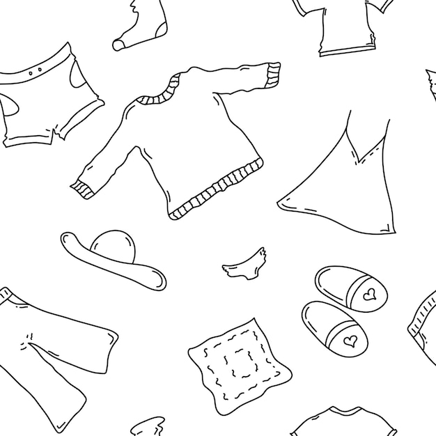 Doodle Bezszwowy Wzór Z Obiektami Mody Ubrania I Akcesoria Bezszwowe Tło W Modnym Stylu Handdrawn