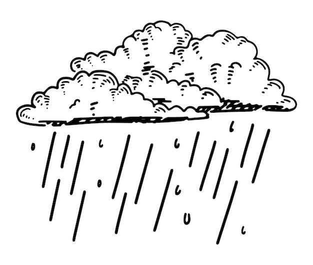 Plik wektorowy doodle chmur deszczowych zarys rysunku symbolu mokrej pogody ręcznie rysowane ilustracji wektorowych pojedynczy clipart na białym tle