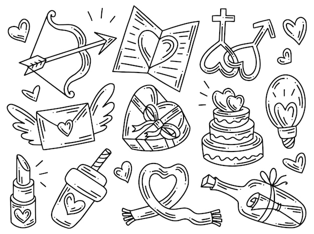 Doodle clipart walentynki