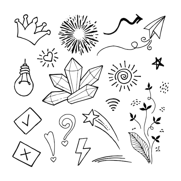 Plik wektorowy doodle element wektora zestawu do projektowania koncepcyjnego