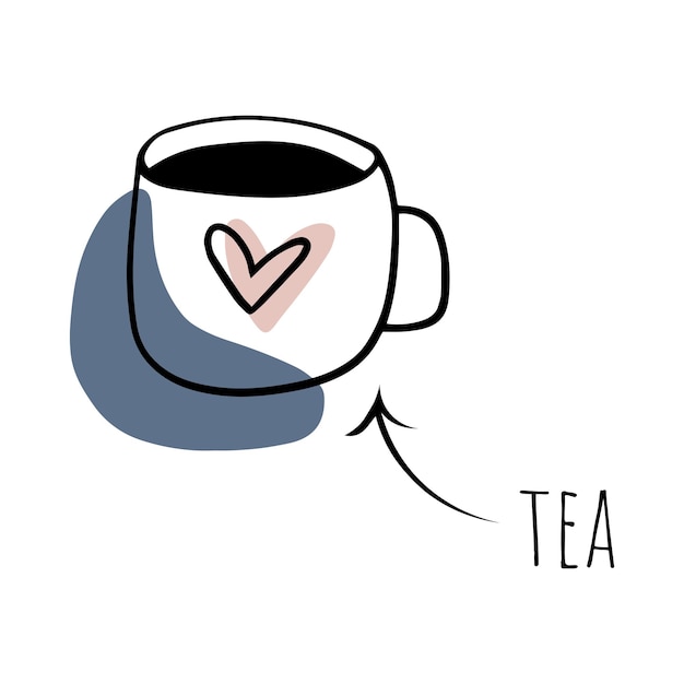 Doodle filiżankę herbaty z samoopieką