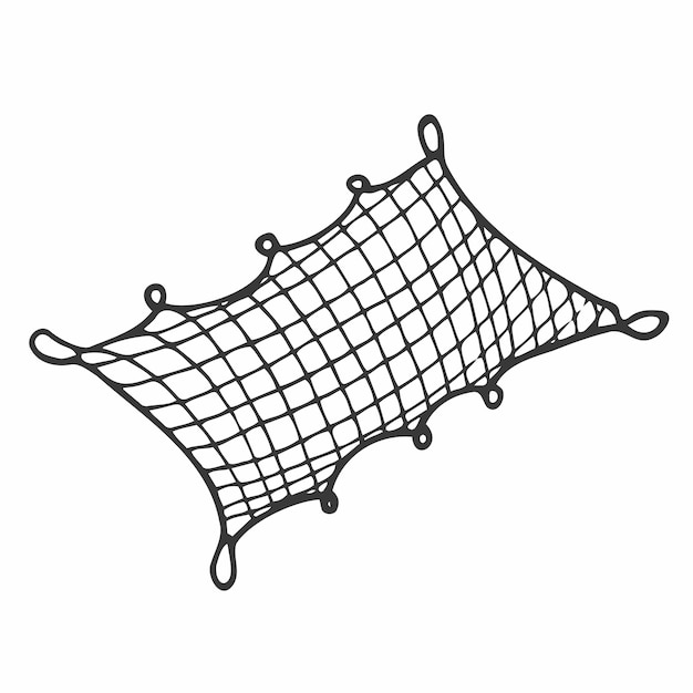 Doodle Fish Net Wektor Ręcznie Rysowane Koncepcja Połowów