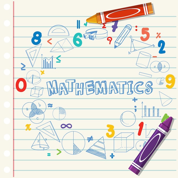 Plik wektorowy doodle formułę matematyczną z czcionką matematyka na stronie notatnika