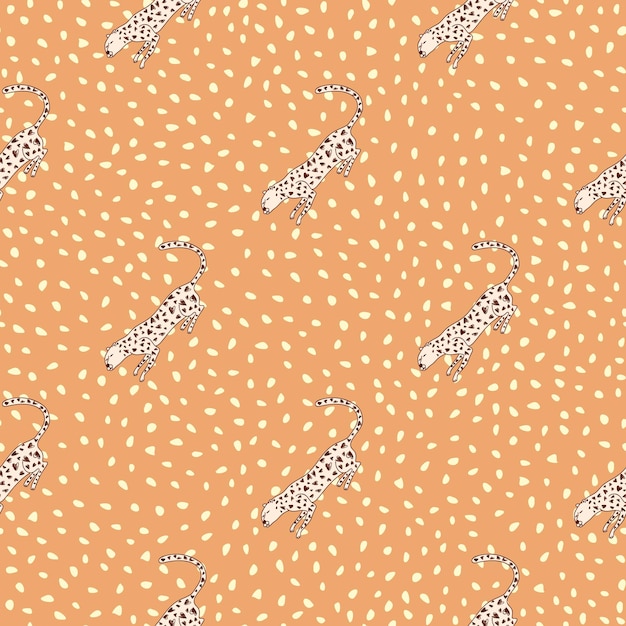 Doodle gepard wzór Ręcznie rysowane ładny lampart niekończące się tapety Dzikie zwierzęta w tle