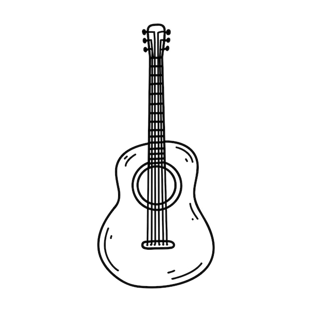 Doodle Gitara Wektor Szkic Ilustracji Instrumentu Muzycznego Czarny Zarys Sztuki Na Projektowanie Stron Internetowych Ikona Drukowania Kolorowanki