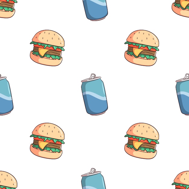 Doodle Hamburger I Soda Może Wzór