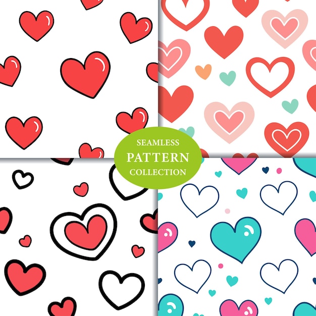 Doodle Hearts Seamless Pattern Projekt tła