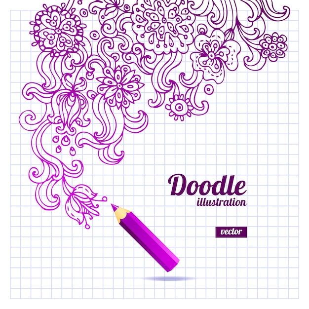 Doodle Kwiatowy Wzór