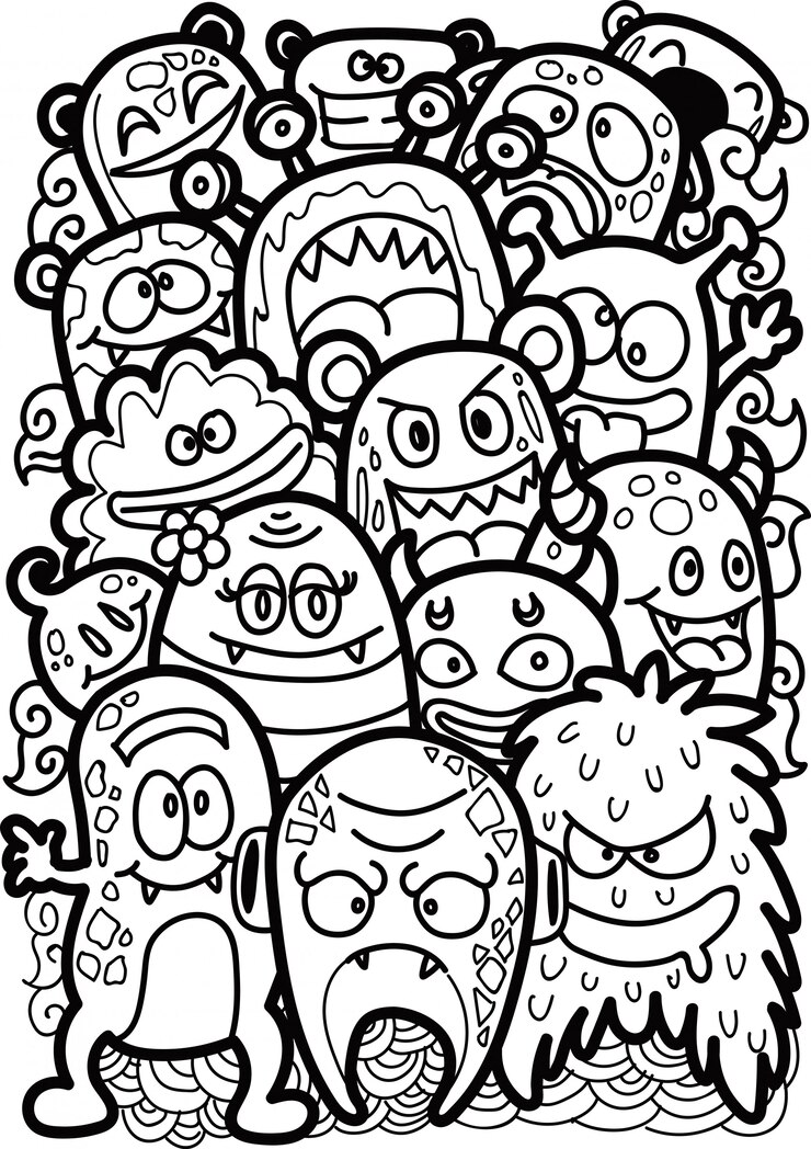 Wektor doodle ładny potwór