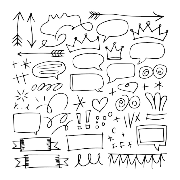 Doodle line art na białym tle