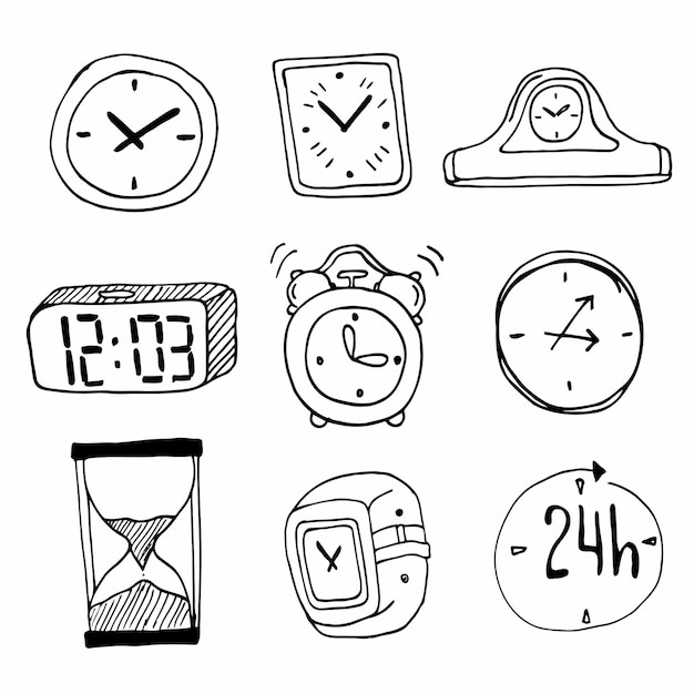 Plik wektorowy doodle line watch set rysunek wektorowy