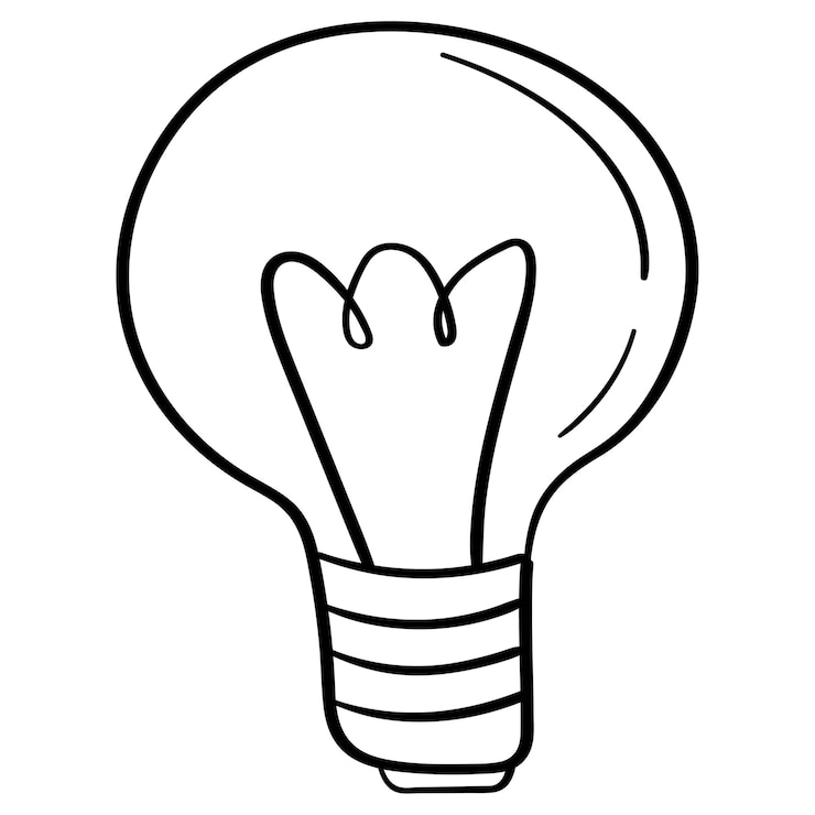 Wektor doodle naklejka ze zdjęciem prostej żarówki