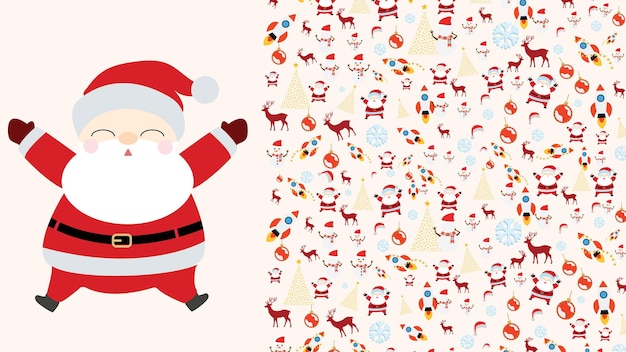 Doodle o tematyce świątecznej zawiera śnieżnika św. Mikołaja drzewko śnieżne odpowiednie do dekoracji dla szczęścia wakacji